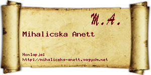 Mihalicska Anett névjegykártya